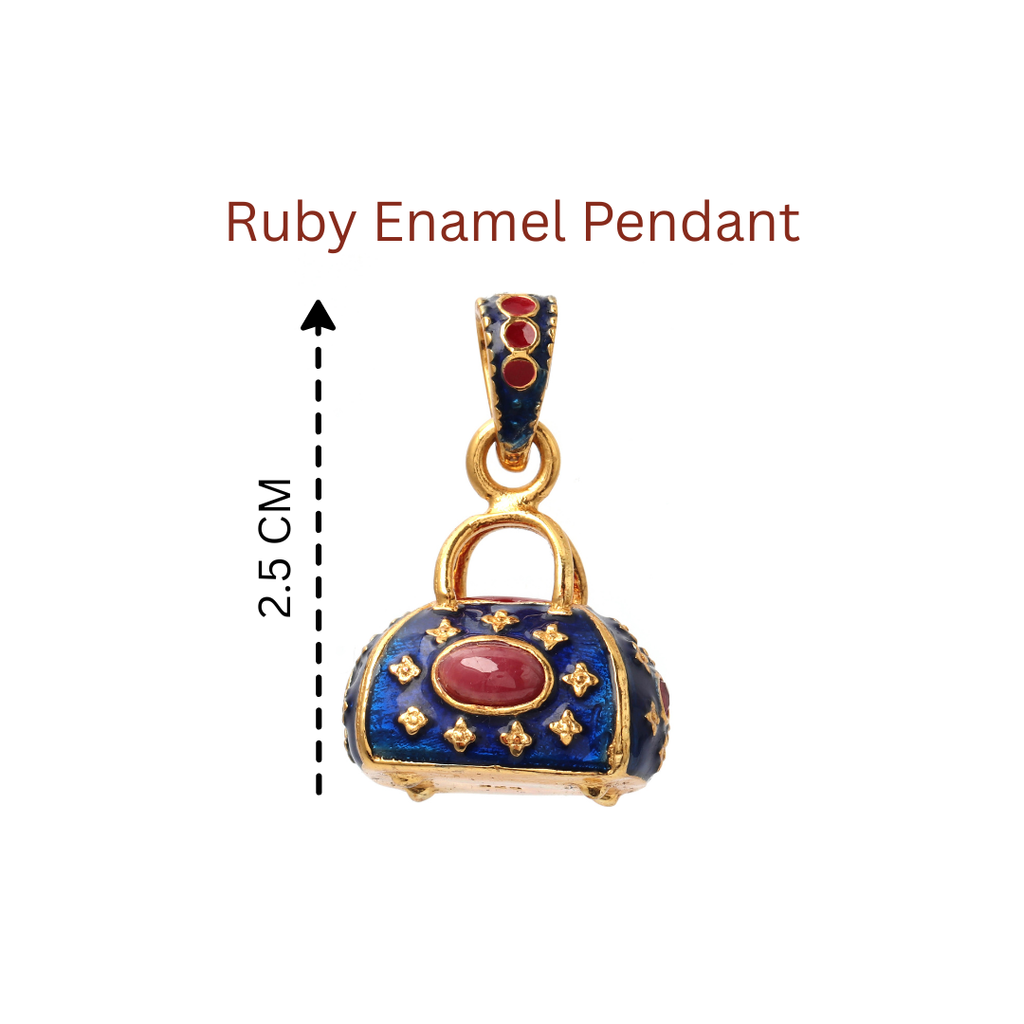 Elegant blue and gold sterling silver handbag pendant for women