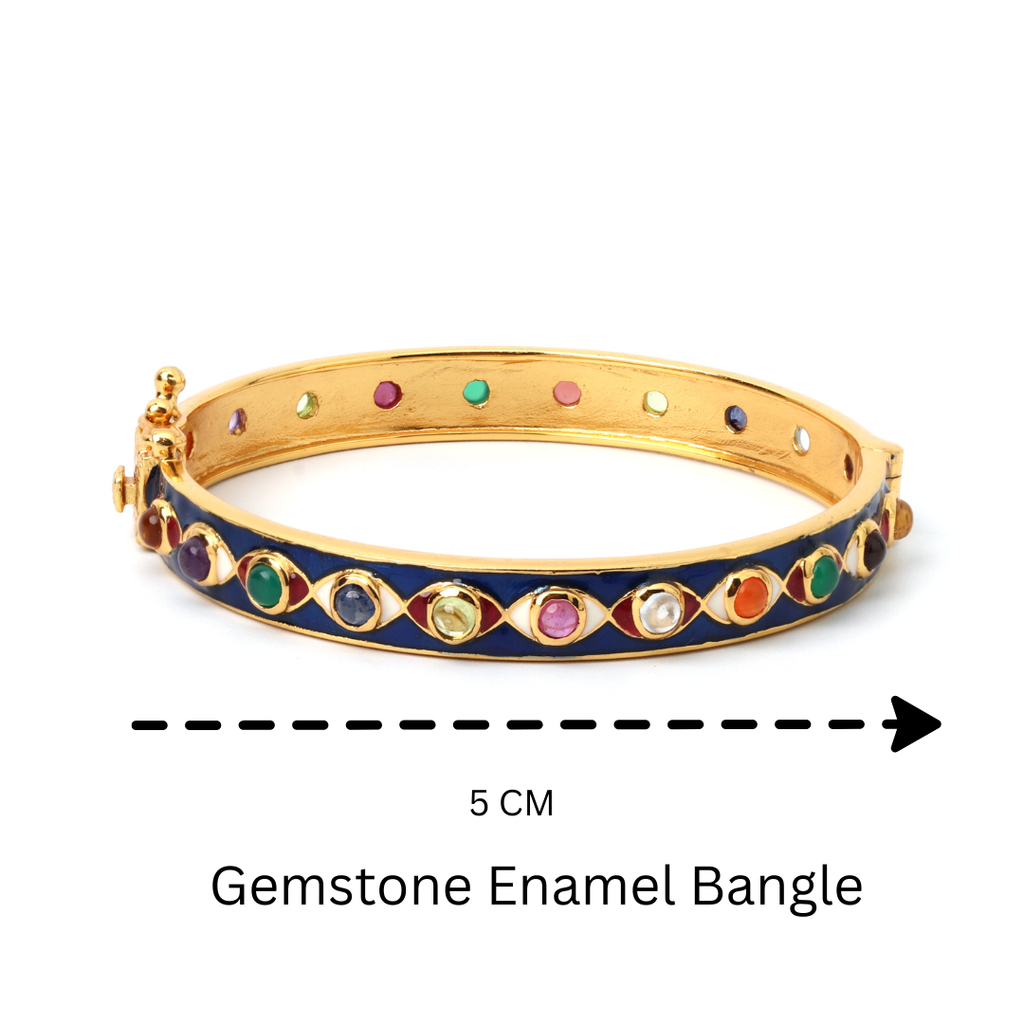 Handcrafted multi gem hinged bangle for women