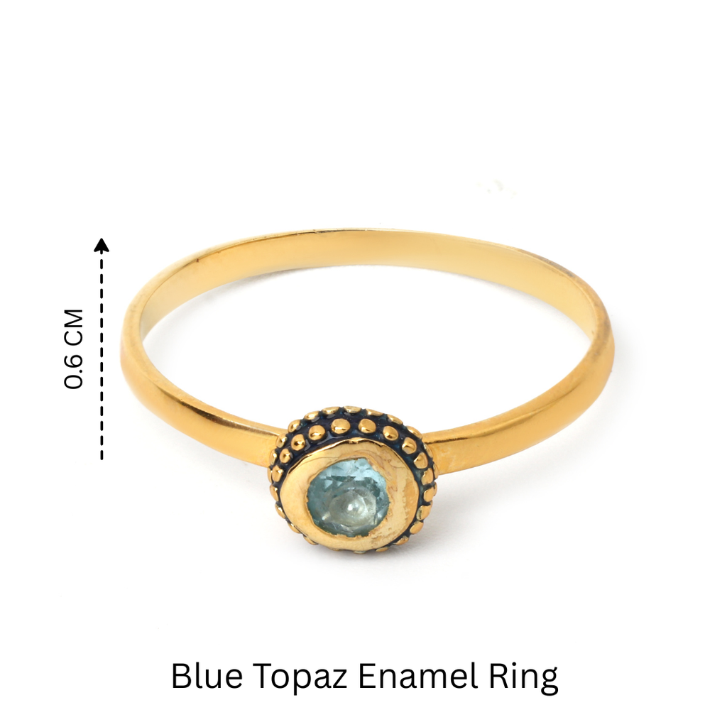 Elegant blue gemstone ring in gold plated sterling silver