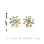 Blue Topaz Snowflake Stud Earrings in 18K Gold