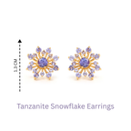 Natural tanzanite snowflake earrings handcrafted in Bangkok