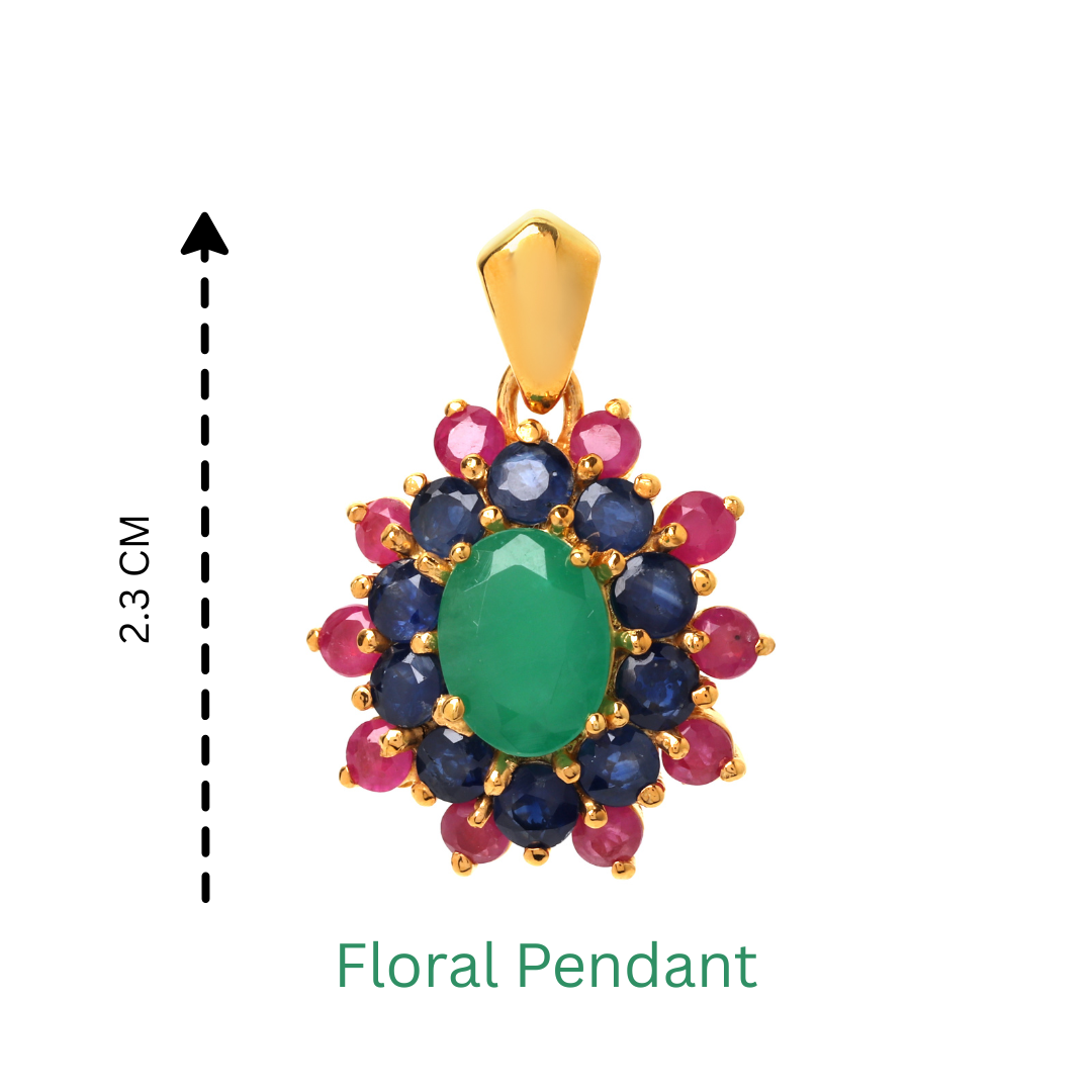 Natural emerald sapphire ruby pendant handcrafted in Bangkok