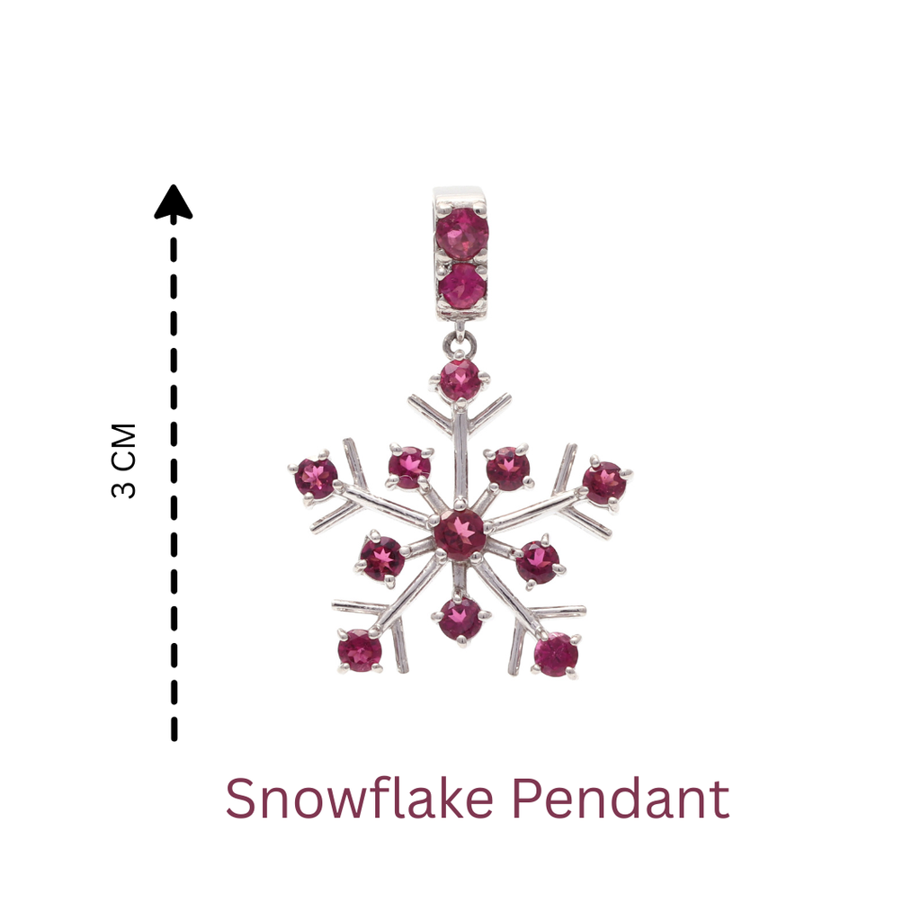 Pink Tourmaline Snowflake Pendant in 925 Sterling Silver
