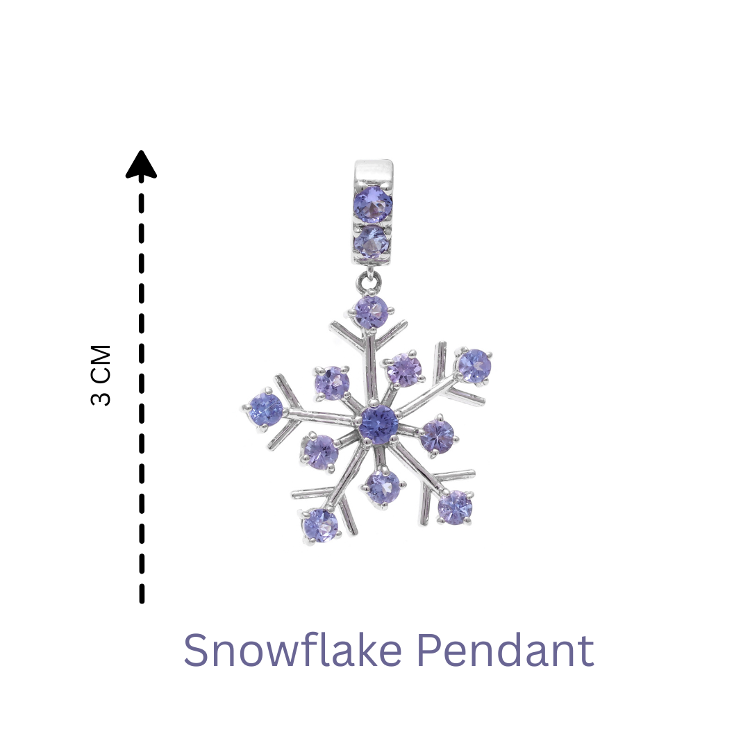 Tanzanite Snowflake Pendant in 925 Sterling Silver