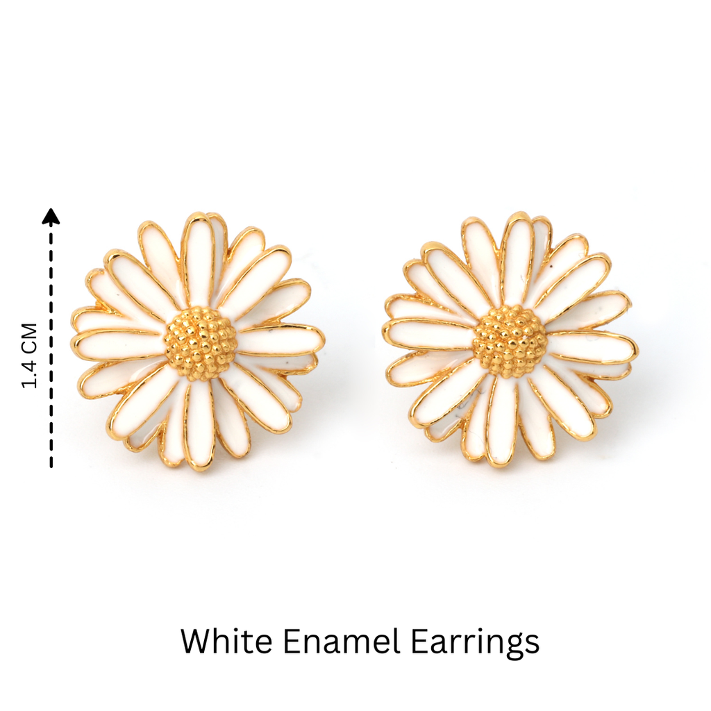 White enamel flower earrings by Jewelry by Crimson