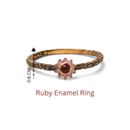 Delicate gold plated floral ring with natural ruby centerpiece