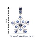 Blue Sapphire Snowflake Pendant in 925 Sterling Silver