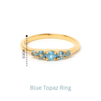 Blue topaz five stone stacking ring in 18K gold — display view
