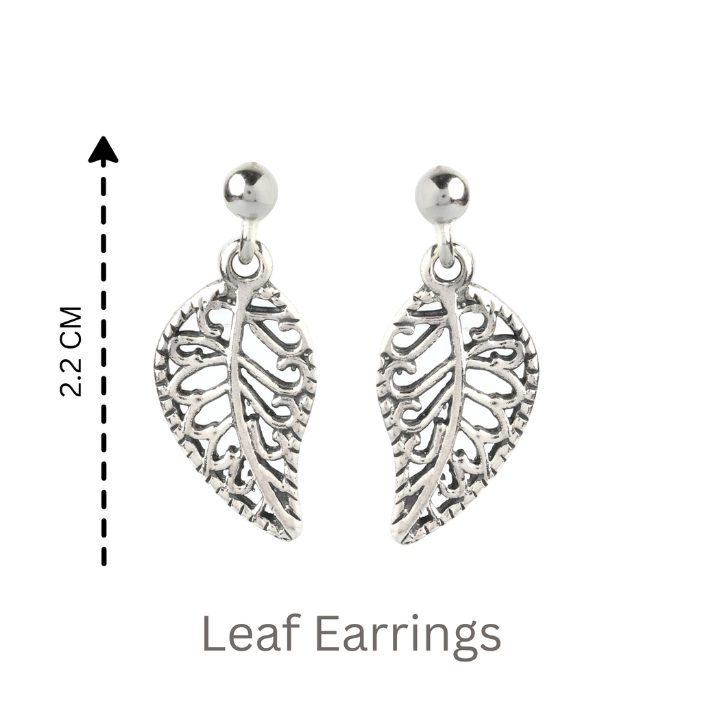 Nature-inspired leaf earrings crafted in polished 925 sterling silver by Jewelry by Crimson