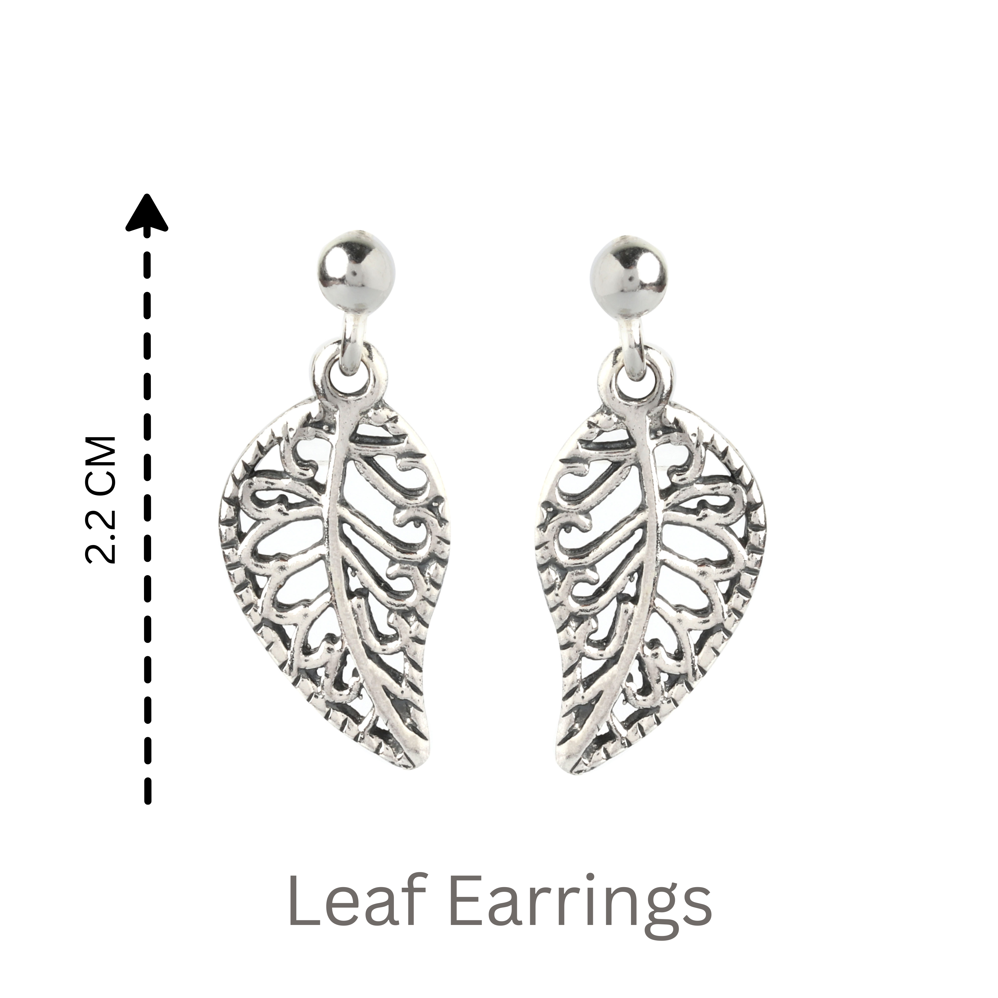 Nature-inspired leaf earrings crafted in polished 925 sterling silver by Jewelry by Crimson