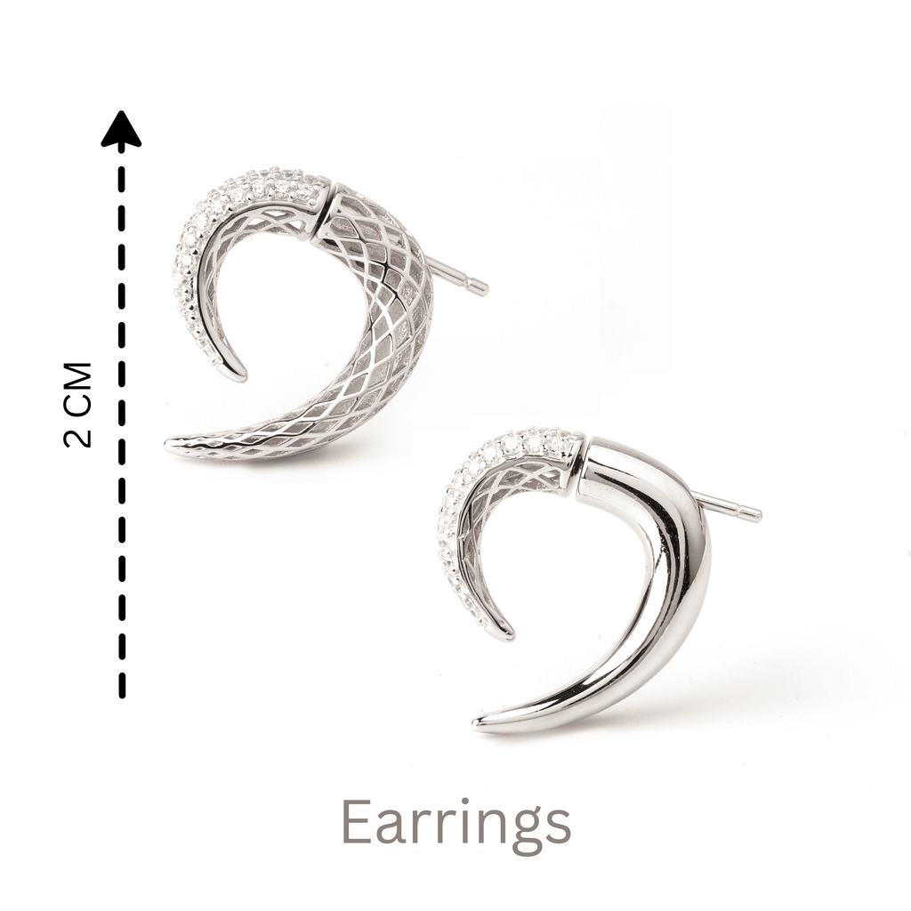 Modern crescent-inspired 925 sterling silver earrings for women by Jewelry by Crimson