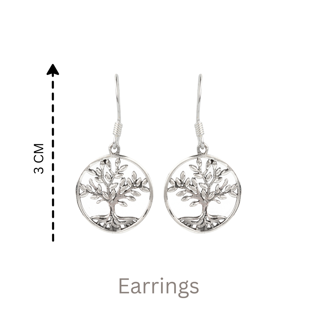Nature-inspired tree circle earrings crafted in 925 sterling silver