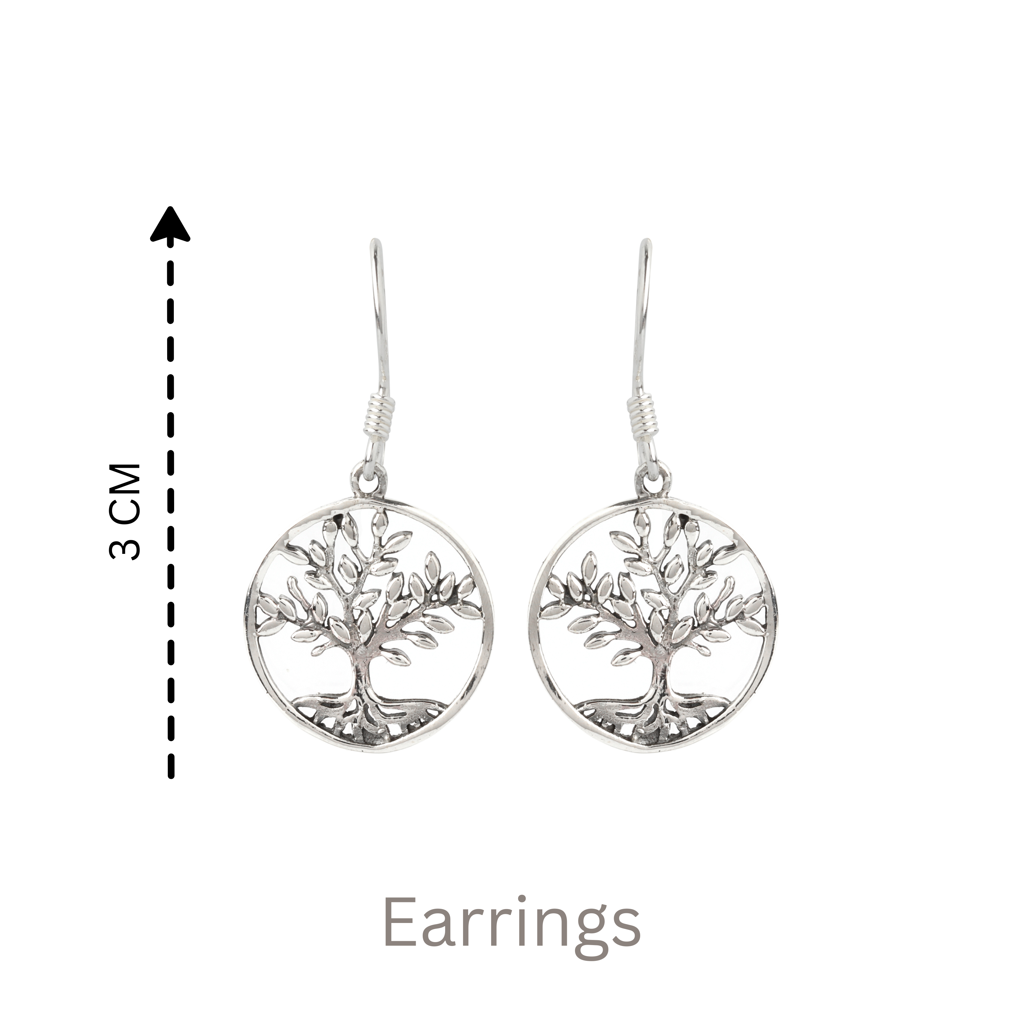 Nature-inspired tree circle earrings crafted in 925 sterling silver