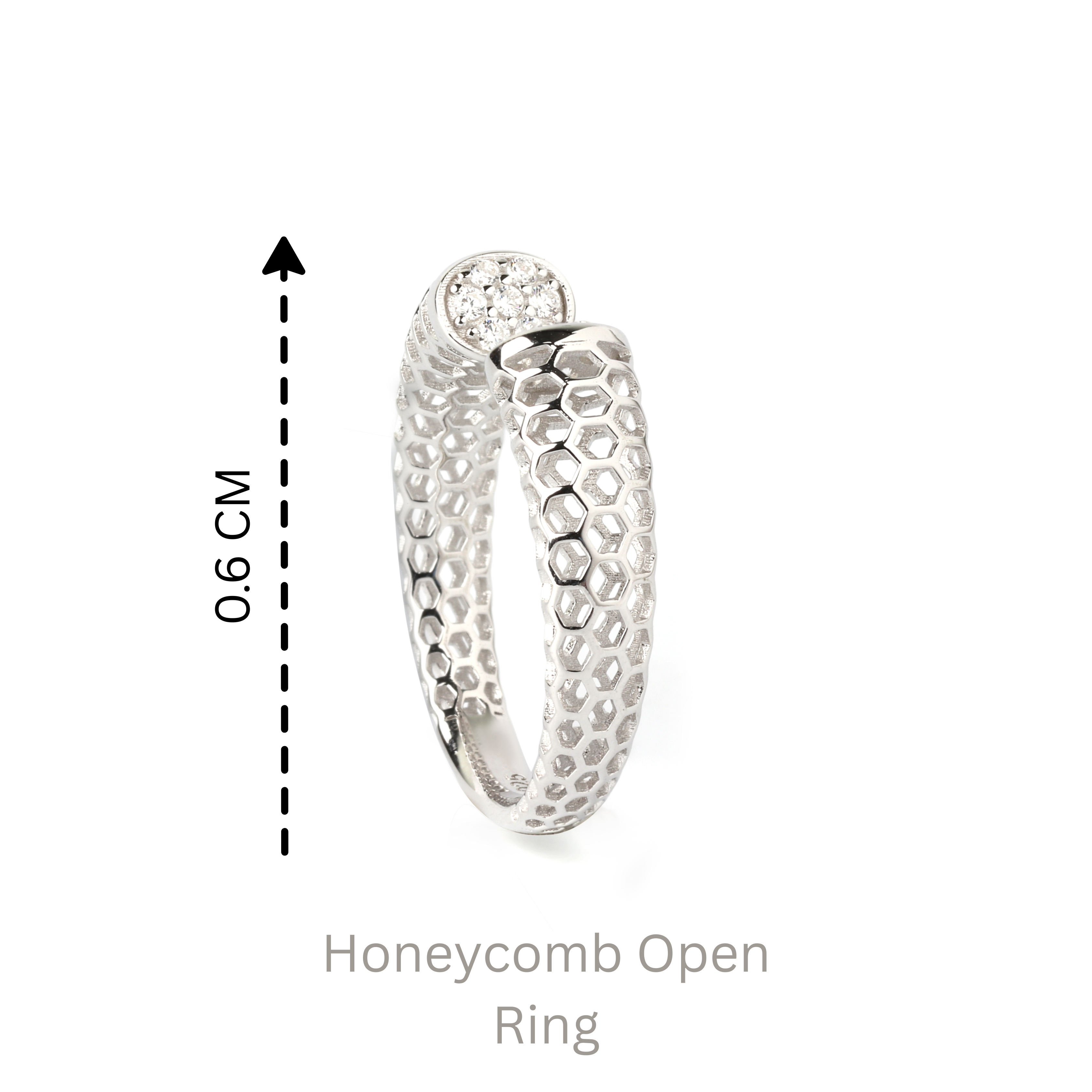 Hexa-inspired honeycomb open ring crafted in 925 sterling silver by Jewelry by Crimson