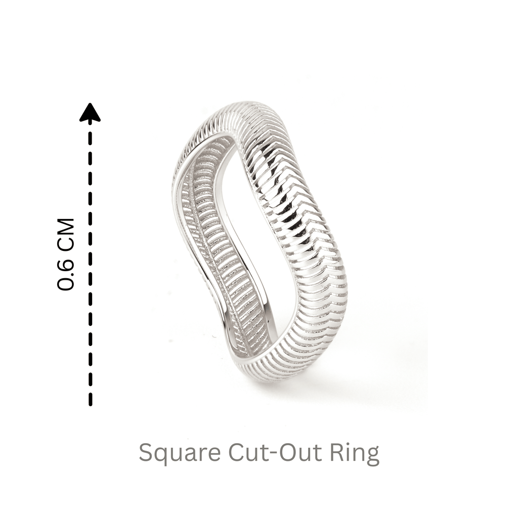 Grid-inspired square cut-out ring crafted in 925 sterling silver by Jewelry by Crimson
