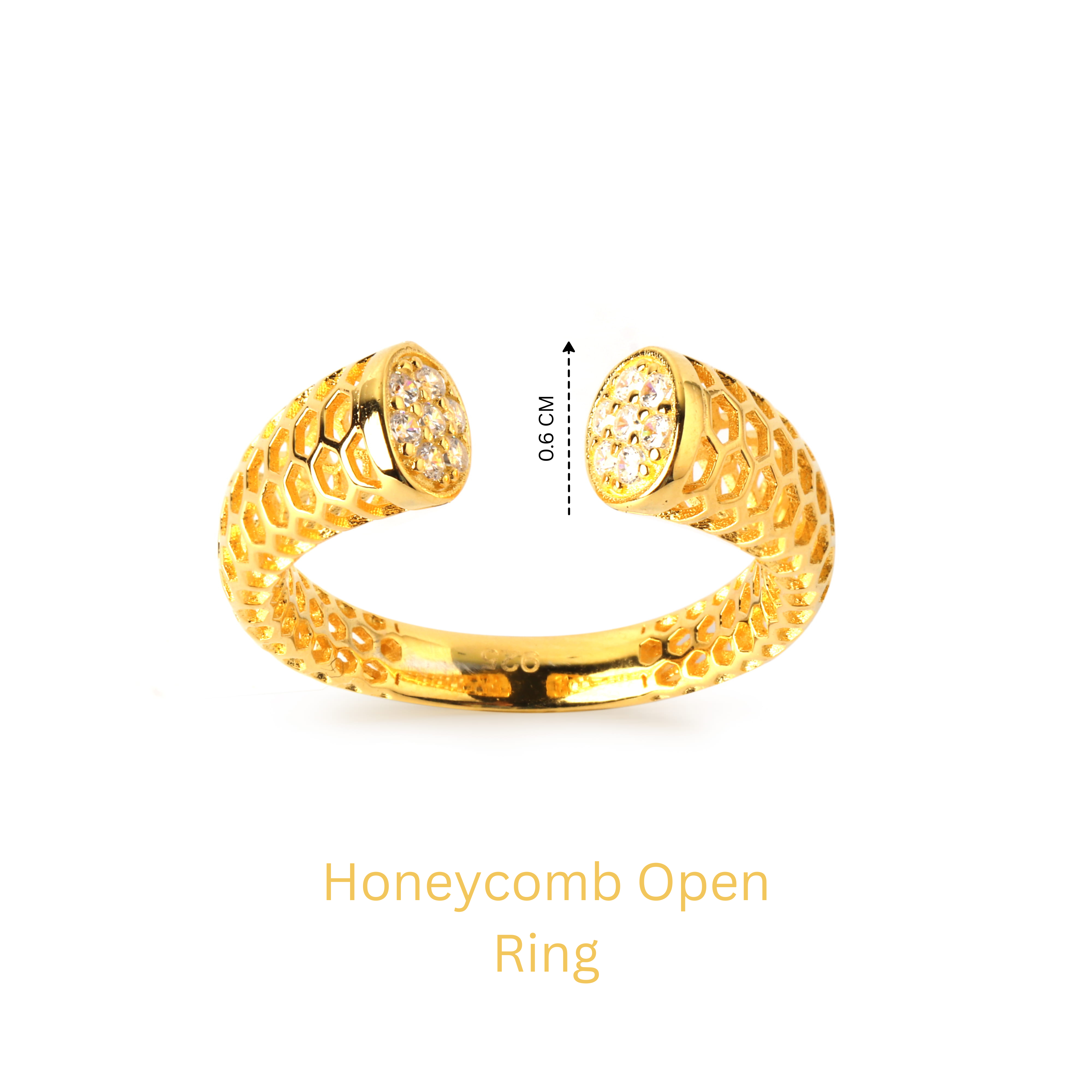 Modern honeycomb open ring in sterling silver