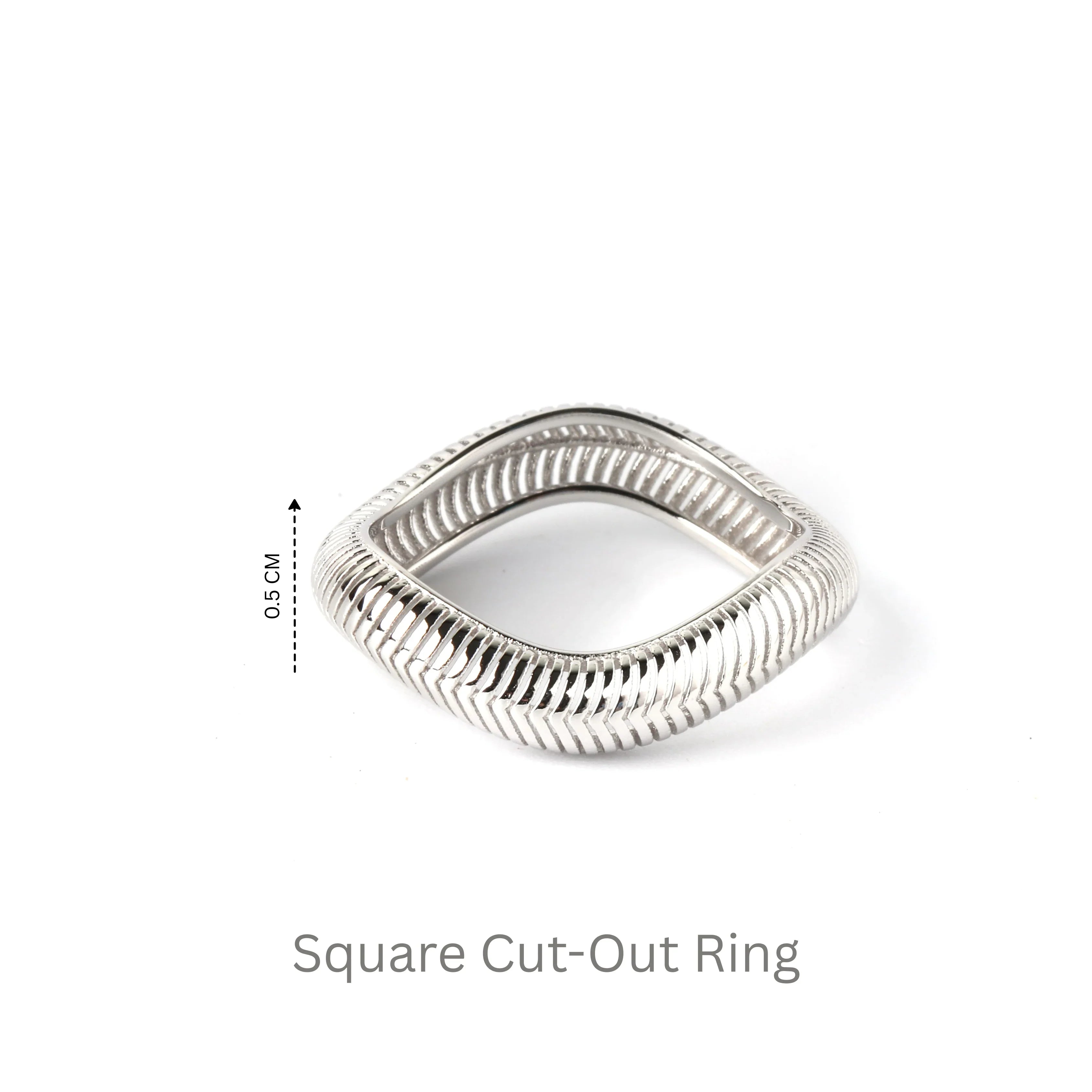 Artistic geometric ring in polished silver finish