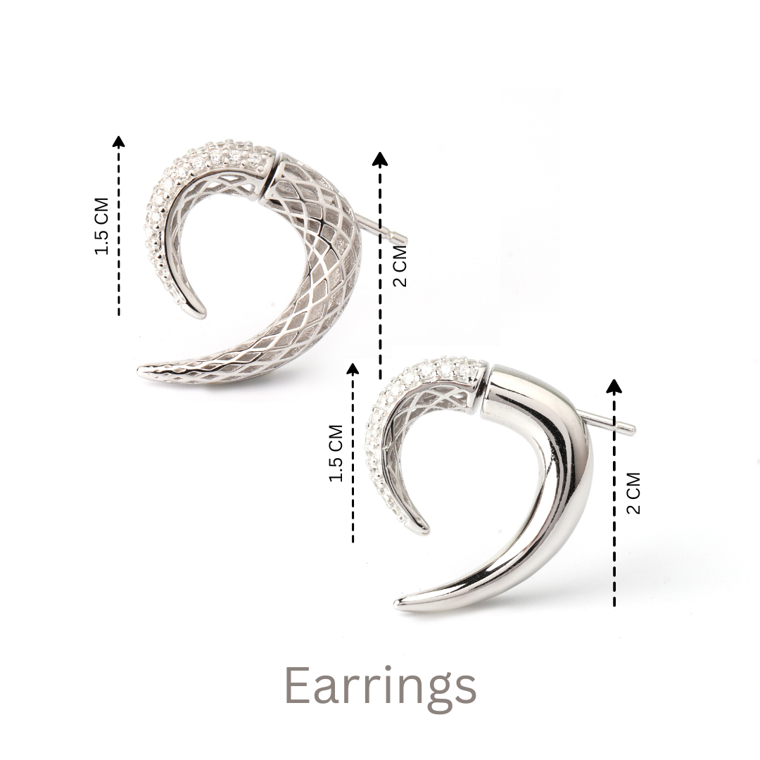 Luxury silver earrings with cubic zircon detailing