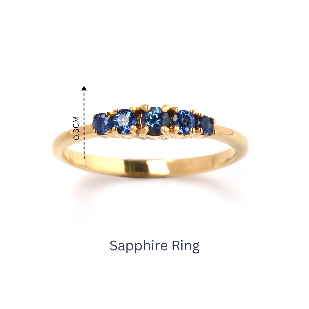 925 sterling silver sapphire ring with polished gold plating