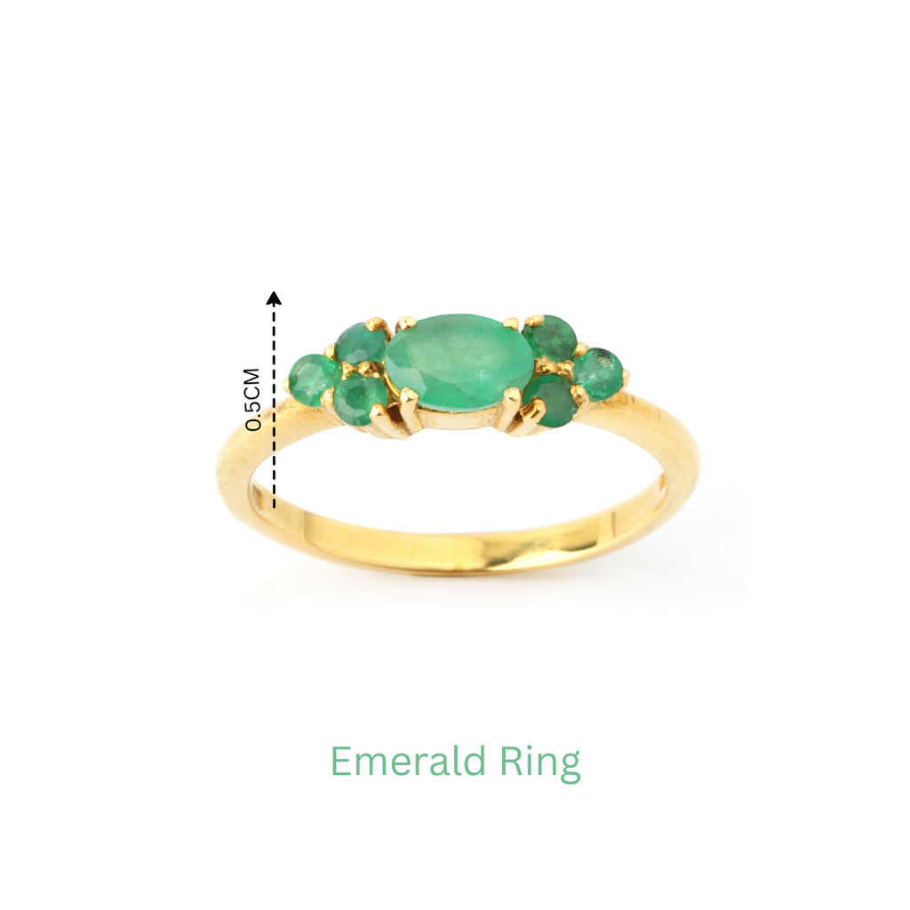 925 sterling silver emerald ring with polished gold plating