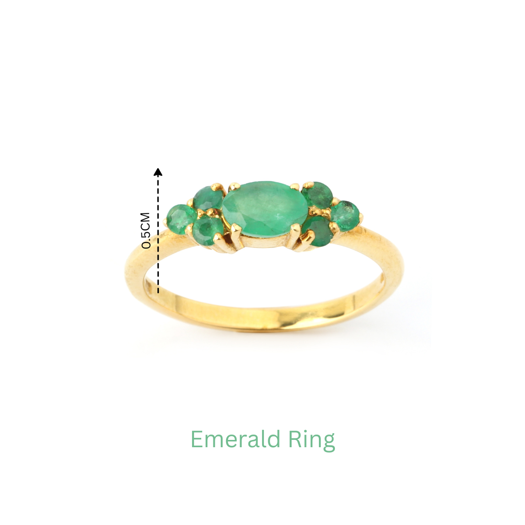 925 sterling silver emerald ring with polished gold plating