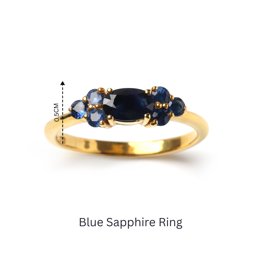 925 sterling silver sapphire ring with polished gold plating