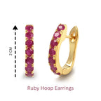 Gold hoop earrings with vibrant ruby gemstones, 2cm size, elegant sterling silver jewelry design