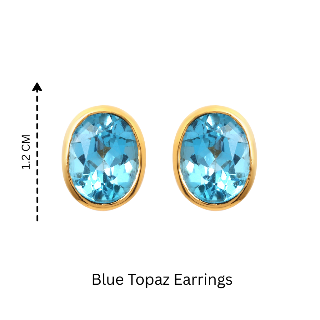 Minimalist blue gemstone earrings in gold plated sterling silver