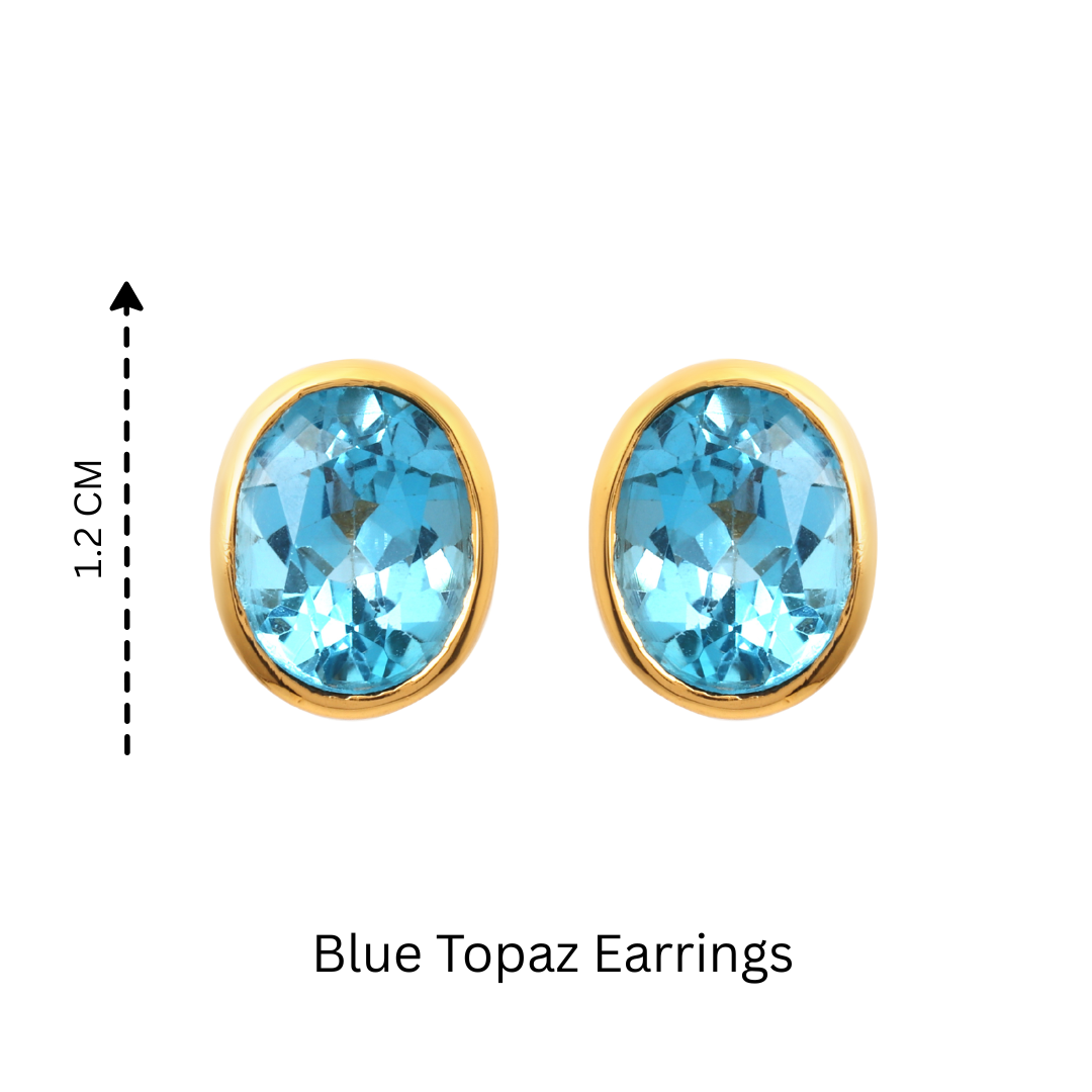 Minimalist blue gemstone earrings in gold plated sterling silver