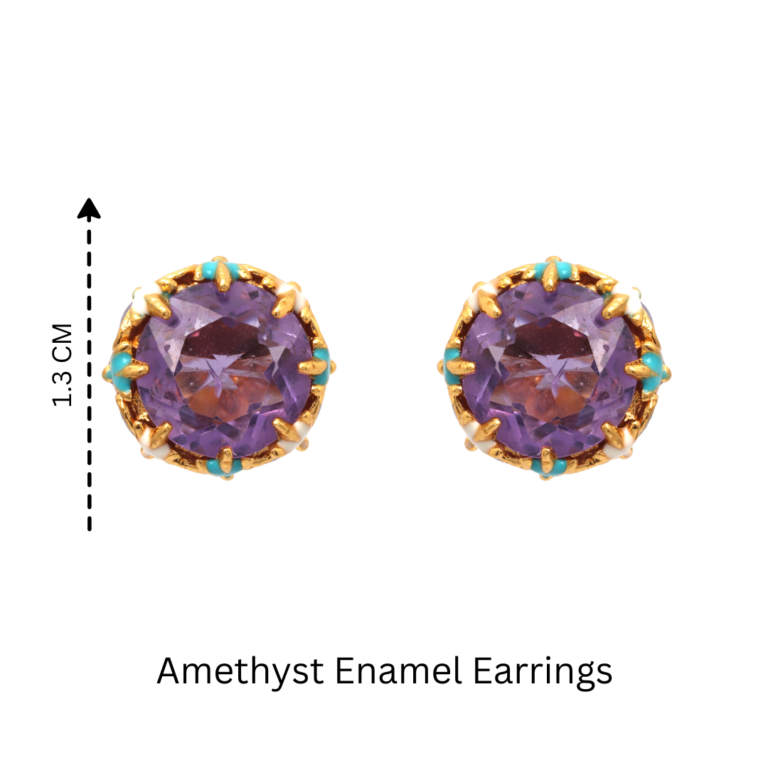 Minimalist amethyst earrings with gold plated finish