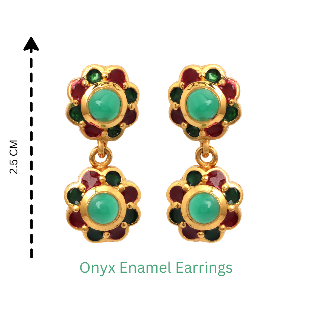 Floral emerald earrings in sterling silver with gold plated finish