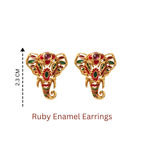Elegant ruby and enamel elephant earrings for women