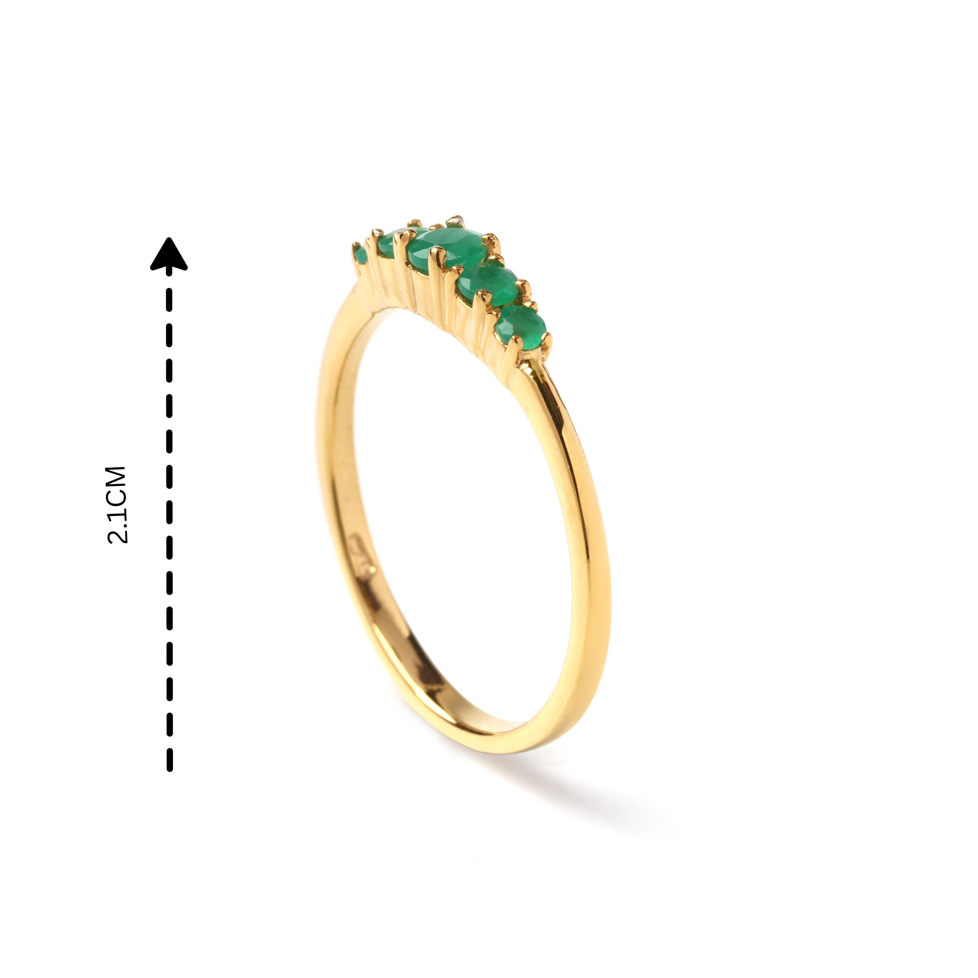 Modern Bloom-inspired emerald ring in gold finish, crafted by Jewelry by Crimson