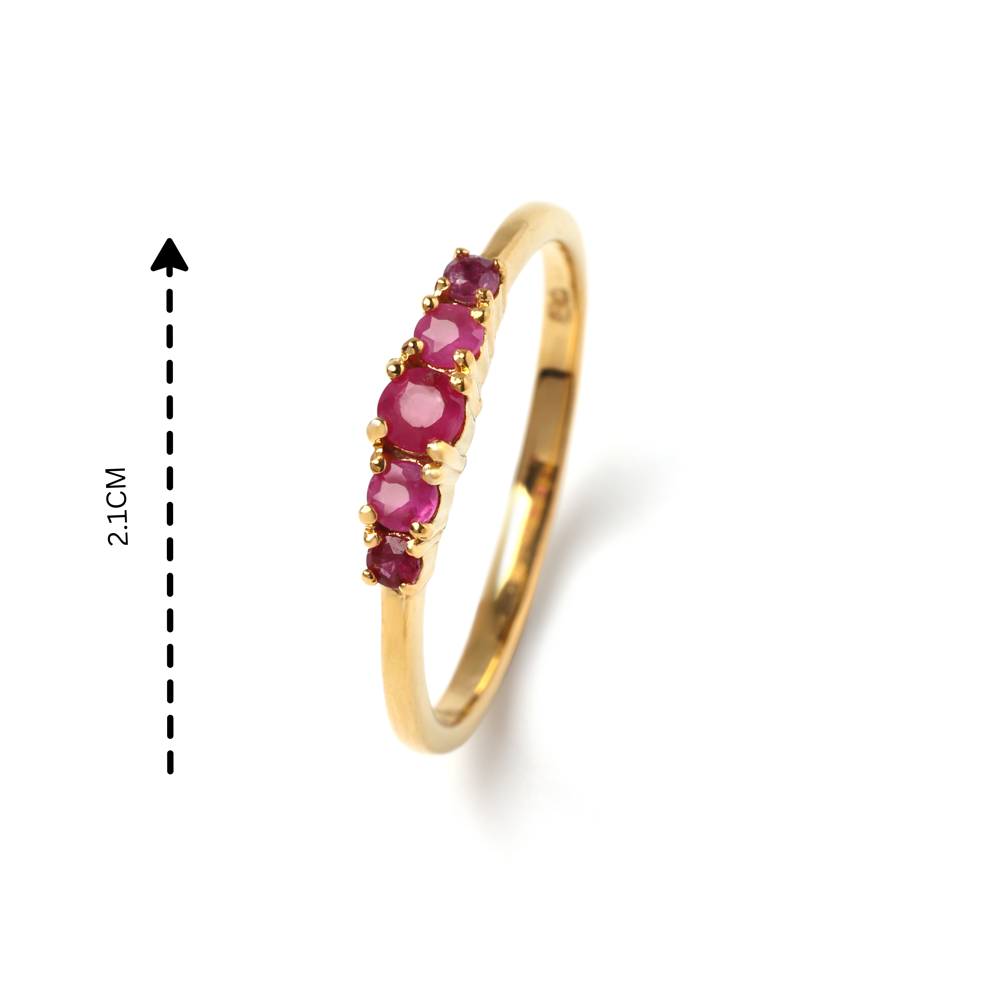 Ruby Bloom inspired gold-finish sterling silver ring with faceted red gemstones