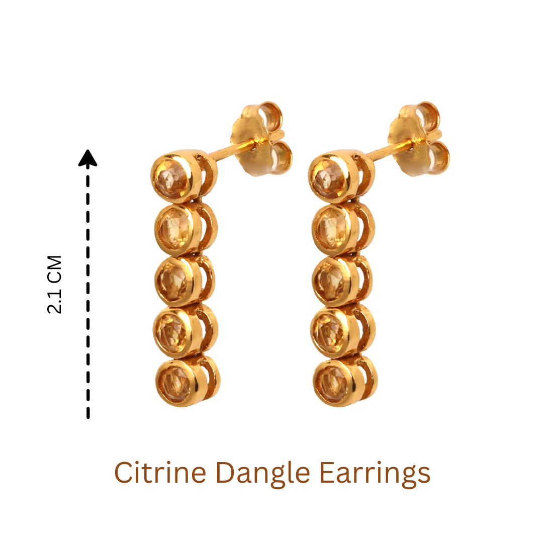 Elegant yellow citrine earrings in sterling silver