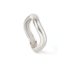 Minimalist sterling silver square cut ring in polished 925 silver – side view