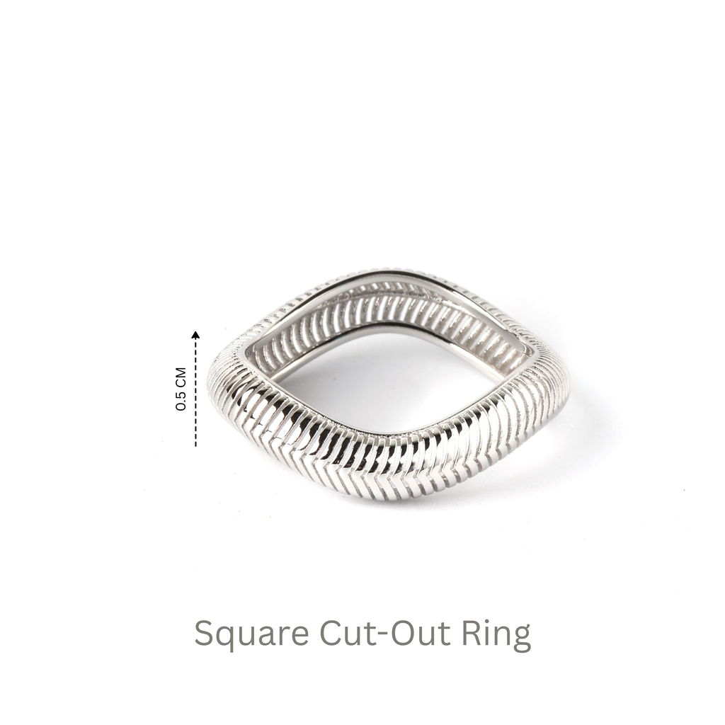 Minimalist sterling silver square cut ring in polished 925 silver – product image