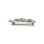 Sterling silver owl brooch with mother of pearl accent in polished 925 silver – side view
