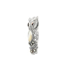 Sterling silver owl brooch with mother of pearl accent in polished 925 silver – alternate angle