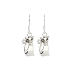 Sterling Silver Cat Dangle Earrings – 925 Silver Cat Lover Drops