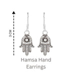 Sterling Silver Hamsa Hand Earrings – 925 Silver Protection Dangles