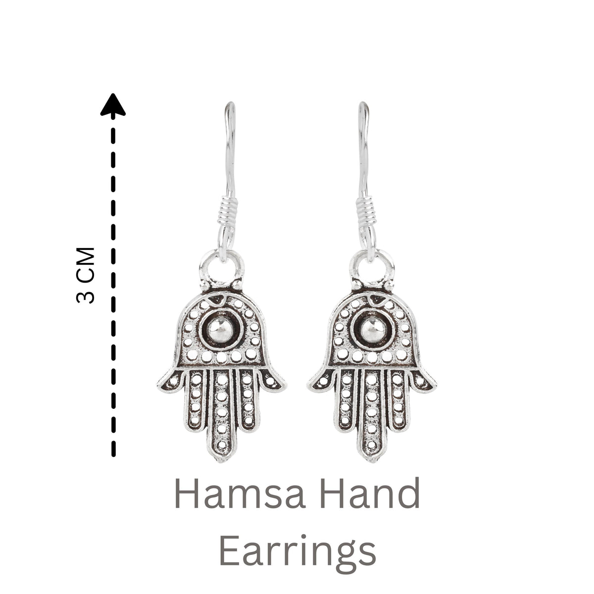 Sterling Silver Hamsa Hand Earrings – 925 Silver Protection Dangles