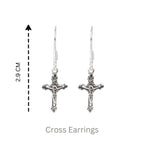 Sterling Silver Cross Dangle Earrings – Minimalist 925 Silver Drops