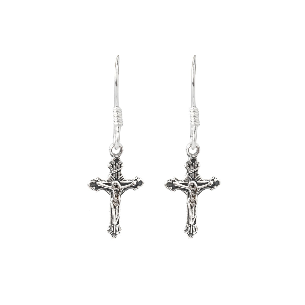 Sterling Silver Cross Dangle Earrings – Minimalist 925 Silver Drops