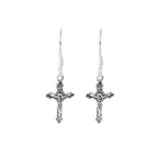Sterling Silver Cross Dangle Earrings – Minimalist 925 Silver Drops