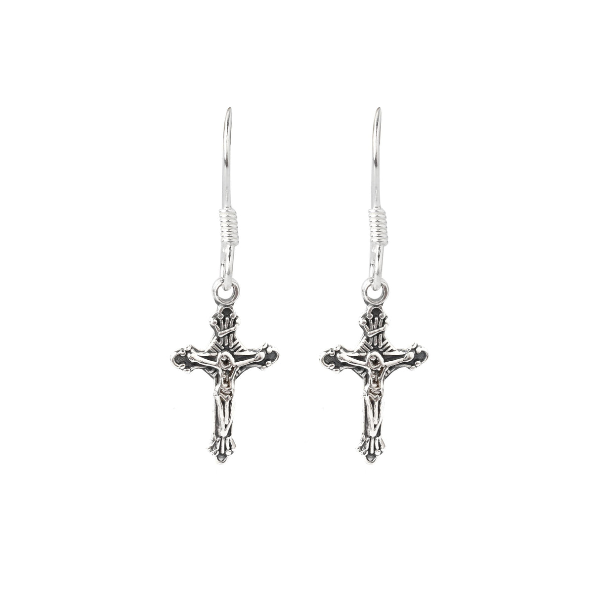 Sterling Silver Cross Dangle Earrings – Minimalist 925 Silver Drops