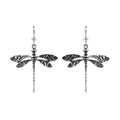 Sterling Silver Dragonfly Dangle Earrings – Long 925 Silver Drops