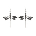 Sterling Silver Dragonfly Dangle Earrings – Long 925 Silver Drops