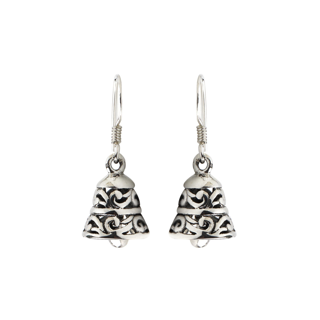 Sterling Silver Bell Dangle Earrings – Polished 925 Silver Drops