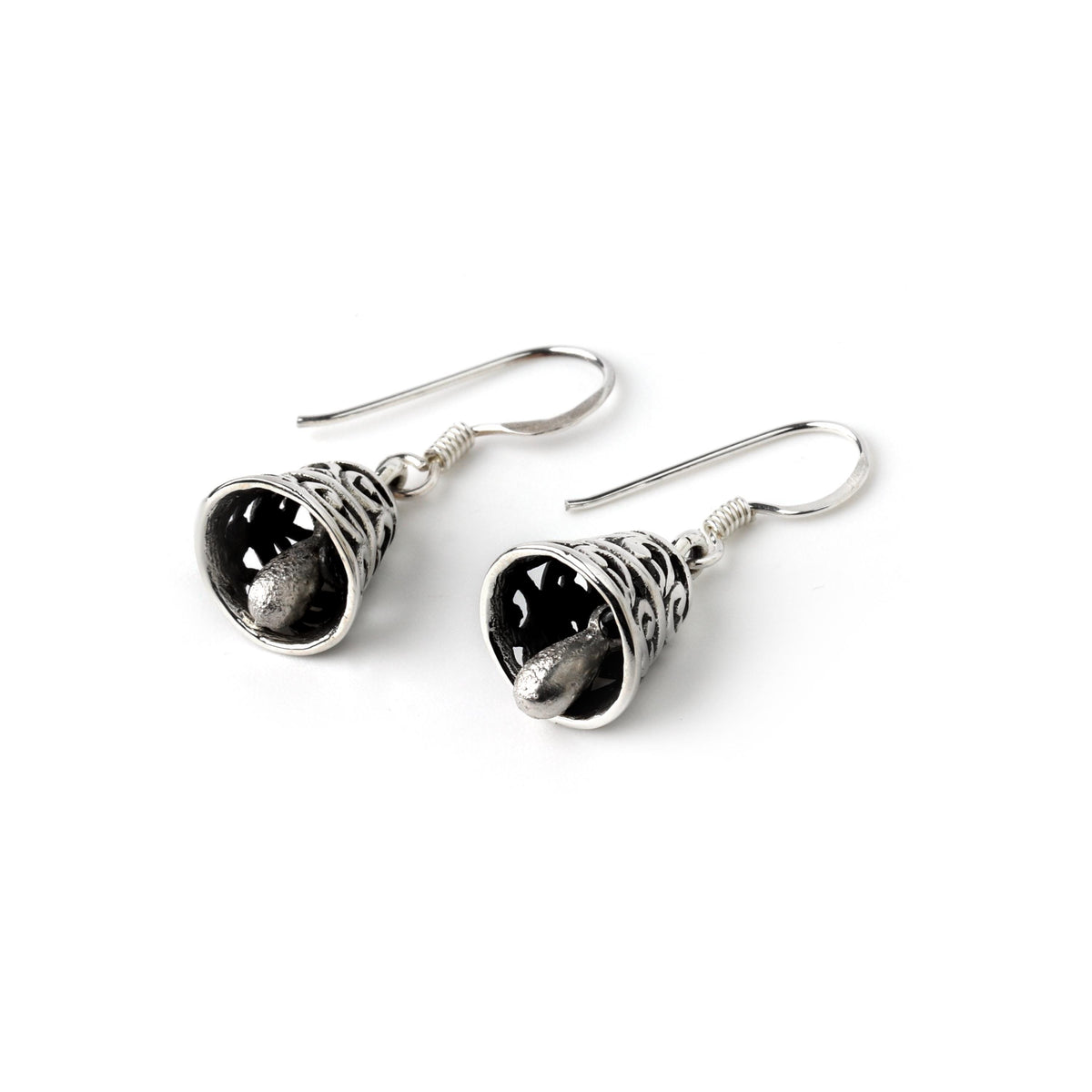 Sterling Silver Bell Dangle Earrings – Polished 925 Silver Drops